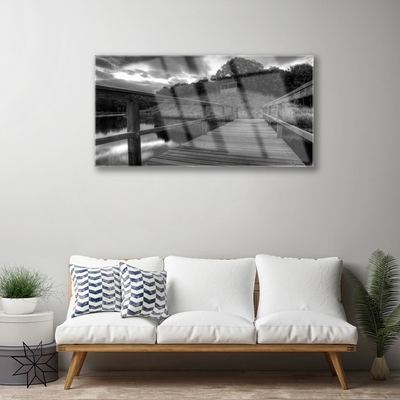 Glasbild aus Plexiglas® Brücke See Architektur