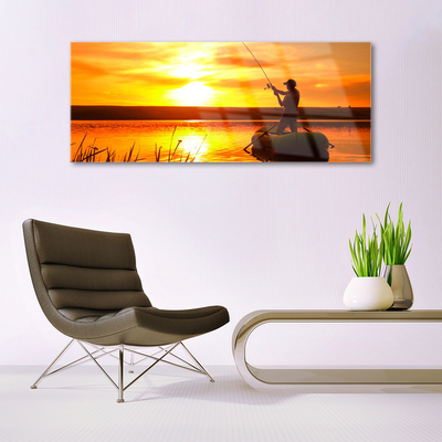 Glasbild aus Plexiglas® Sonne Meer Fischer Landschaft