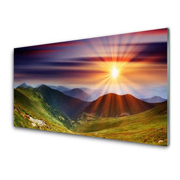 Glasbild aus Plexiglas® Sonne Gebirge Natur