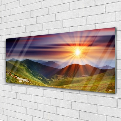 Glasbild aus Plexiglas® Sonne Gebirge Natur