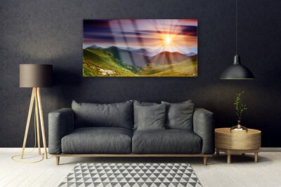 Glasbild aus Plexiglas® Sonne Gebirge Natur