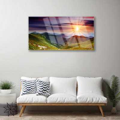 Glasbild aus Plexiglas® Sonne Gebirge Natur