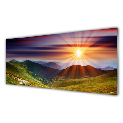 Glasbild aus Plexiglas® Sonne Gebirge Natur