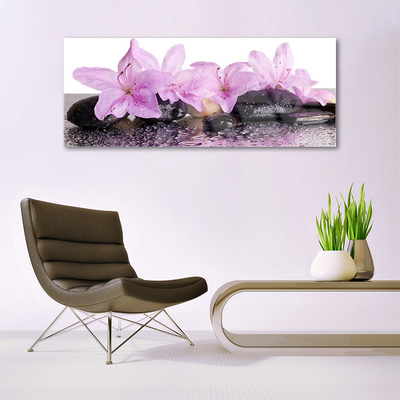 Glasbild aus Plexiglas® Blumen Steine Pflanzen