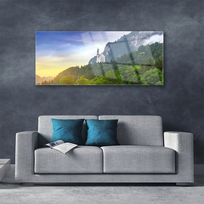 Glasbild aus Plexiglas® Wald Gebirge Landschaft