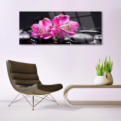 Glasbild aus Plexiglas® Blumen Steine Pflanzen