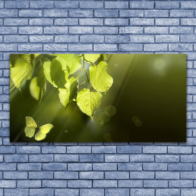 Glasbild aus Plexiglas® Schmetterling Blätter Natur