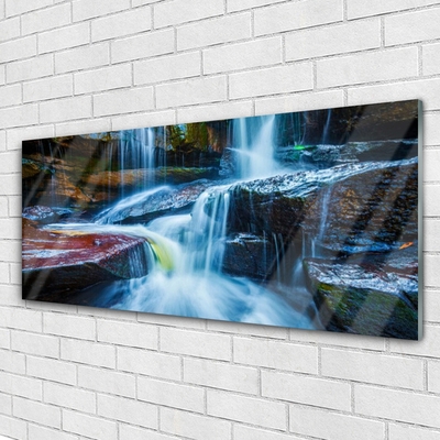 Glasbild aus Plexiglas® Wasserfall Felsen Landschaft