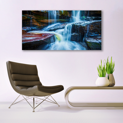 Glasbild aus Plexiglas® Wasserfall Felsen Landschaft