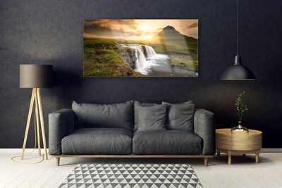 Glasbild aus Plexiglas® Gebirge Wasserfall Natur