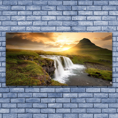Glasbild aus Plexiglas® Gebirge Wasserfall Natur