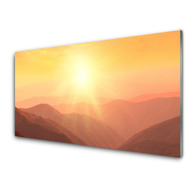 Glasbild aus Plexiglas® Sonne Gebirge Landschaft