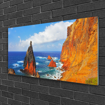 Glasbild aus Plexiglas® Felsen Meer Landschaft