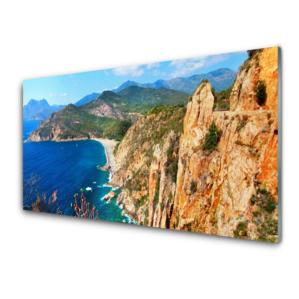 Glasbild aus Plexiglas® Meer Gebirge Landschaft