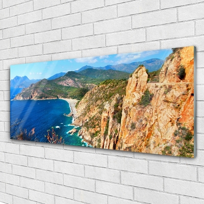 Glasbild aus Plexiglas® Meer Gebirge Landschaft