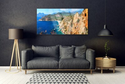 Glasbild aus Plexiglas® Meer Gebirge Landschaft