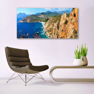 Glasbild aus Plexiglas® Meer Gebirge Landschaft