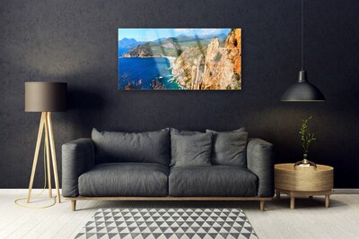 Glasbild aus Plexiglas® Meer Gebirge Landschaft