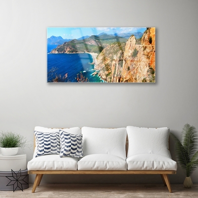 Glasbild aus Plexiglas® Meer Gebirge Landschaft