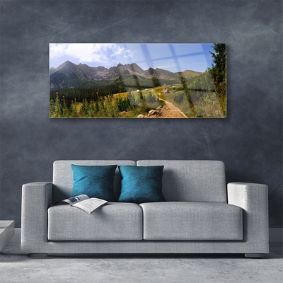 Glasbild aus Plexiglas® Gebirge Wald Natur