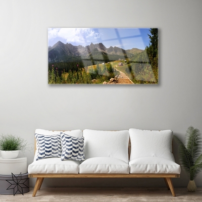 Glasbild aus Plexiglas® Gebirge Wald Natur