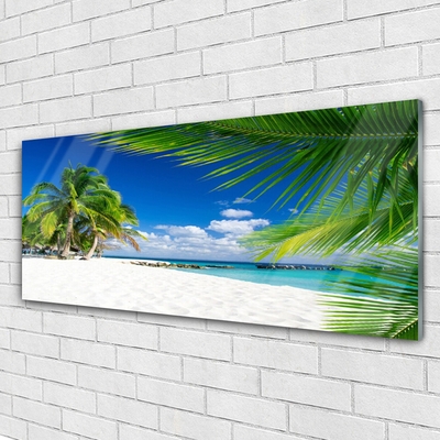 Glasbild aus Plexiglas® Strand Palmen Landschaft