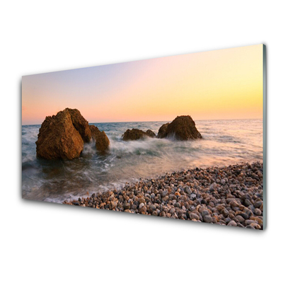 Glasbild aus Plexiglas® Felsen Steine Meer Landschaft