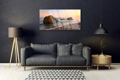 Glasbild aus Plexiglas® Felsen Steine Meer Landschaft