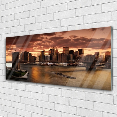 Glasbild aus Plexiglas® Brücke Stadt Gebäude