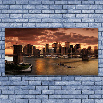 Glasbild aus Plexiglas® Brücke Stadt Gebäude