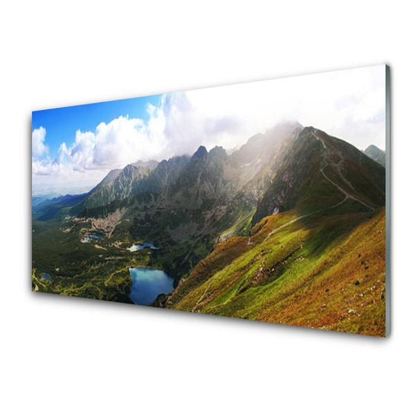 Glasbild aus Plexiglas® Gebirge Wiese Landschaft