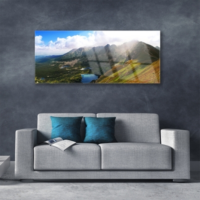 Glasbild aus Plexiglas® Gebirge Wiese Landschaft