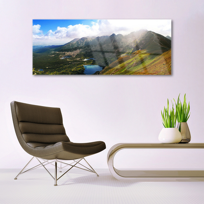 Glasbild aus Plexiglas® Gebirge Wiese Landschaft