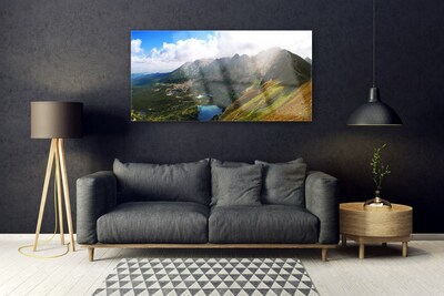 Glasbild aus Plexiglas® Gebirge Wiese Landschaft