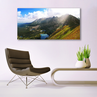 Glasbild aus Plexiglas® Gebirge Wiese Landschaft