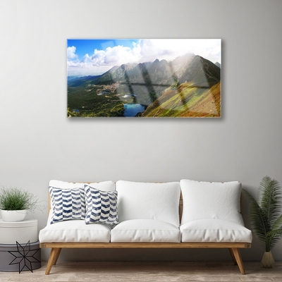 Glasbild aus Plexiglas® Gebirge Wiese Landschaft