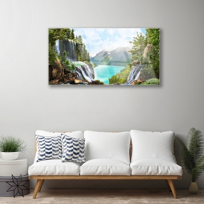 Glasbild aus Plexiglas® Gebirge Bucht Wasserfall Natur
