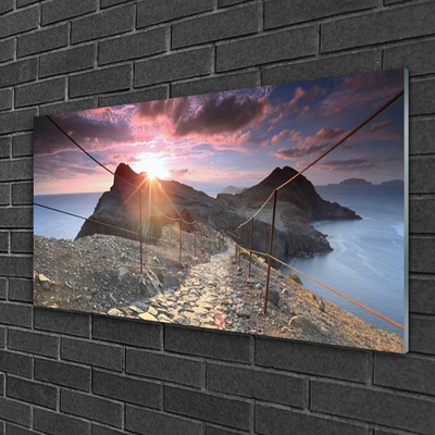 Glasbild aus Plexiglas® Trampelpfad Sonne Landschaft
