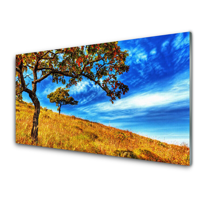 Glasbild aus Plexiglas® Wiese Bäume Natur