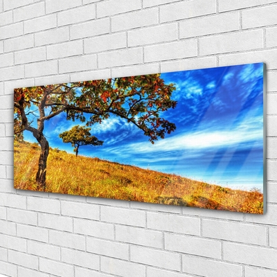 Glasbild aus Plexiglas® Wiese Bäume Natur