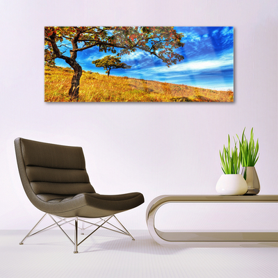 Glasbild aus Plexiglas® Wiese Bäume Natur