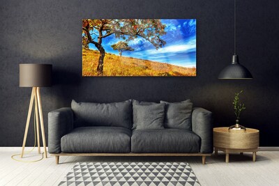 Glasbild aus Plexiglas® Wiese Bäume Natur