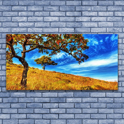 Glasbild aus Plexiglas® Wiese Bäume Natur