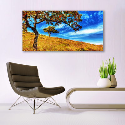 Glasbild aus Plexiglas® Wiese Bäume Natur