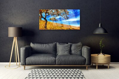 Glasbild aus Plexiglas® Wiese Bäume Natur
