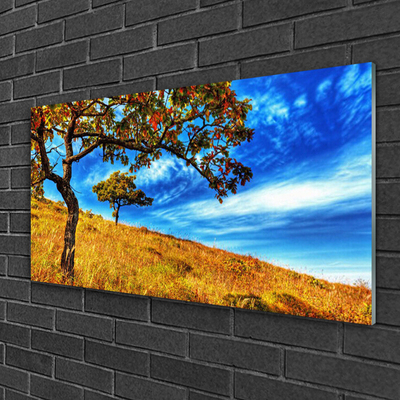 Glasbild aus Plexiglas® Wiese Bäume Natur
