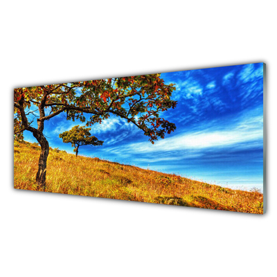 Glasbild aus Plexiglas® Wiese Bäume Natur