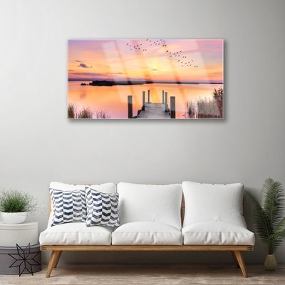 Glasbild aus Plexiglas® Meer Brücke Landschaft