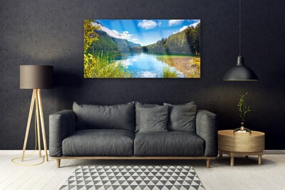 Glasbild aus Plexiglas® Gebirge Wald See Natur