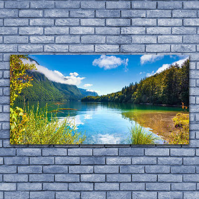 Glasbild aus Plexiglas® Gebirge Wald See Natur